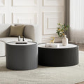 2-Piece Round Nesting Coffee Table Set, 29.52" Marble Coffee Table and End by Henf