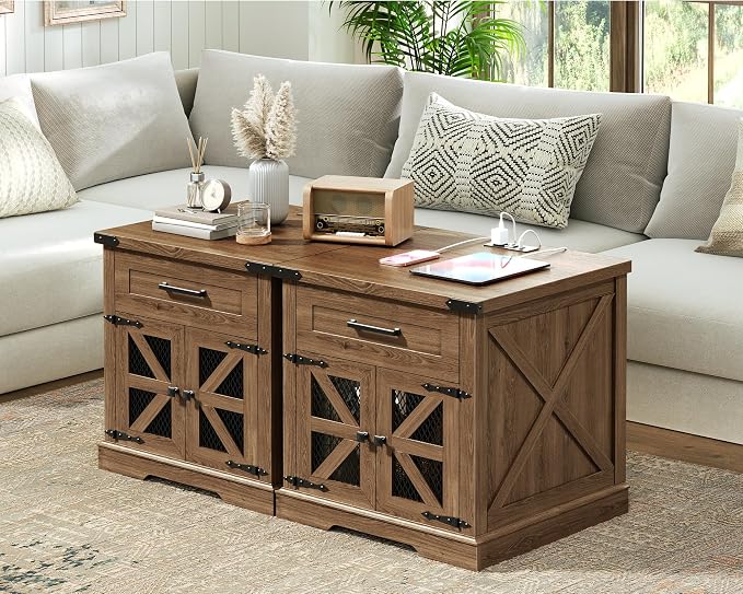 RALGEND Farmhouse End Table Set of 2, Large End Table by RALGEND