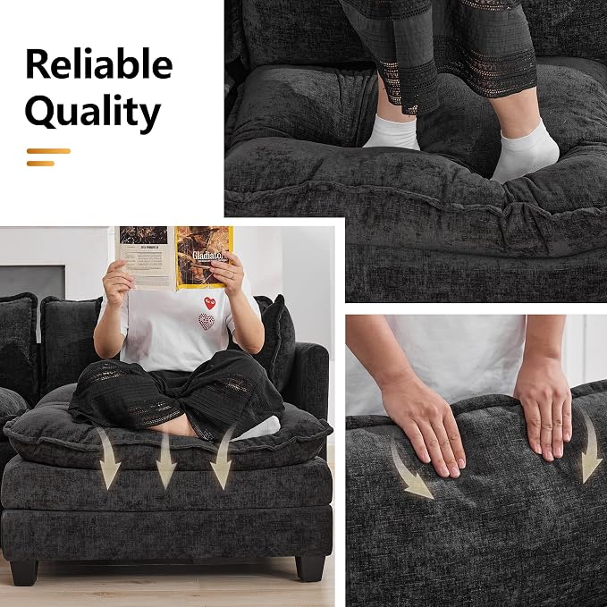 147'' Oversized U Shaped Cloud Sectional Sofa, Chenille Deep Seat Couches - Image 5