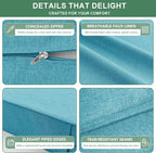 Summsun Faux Linen Outdoor Chair Cushions, Water Resistant Backrest and Seat - Image 5