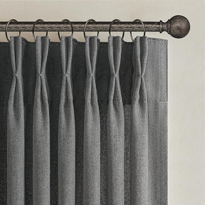 Dark Grey Pleat Semi Sheer Curtains 96 Inches Long by PleatedDrapes