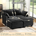 58" Cloud Couch Loveseat, Deep Seat Modular Sectional Sofa - Image 2