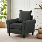 Mid-Century Accent Chair, Modern Linen Fabric Armchair by Chireca