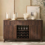 OKD Fluted Wine Bar Cabinet, 3 Drawers, 4 Glass Holders & 12 Wine Racks - Image 8