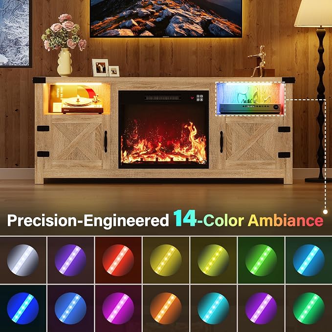 YESHOMY LED Fireplace TV Stand - Image 3