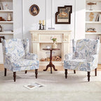 HUIMO Printed Wingback Accent Chair, Linen Upholstered High Back Armchair - Image 7