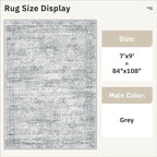 Soalmost 7x9 Area Rug for Living Room Washable Rugs Non-Slip Grey | Low-Pile - Image 5