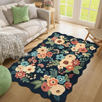 DUKINO 4x6 Area Rug, Non Slip Floral Washable Living Room Rug, Stain Resistant - Image 4