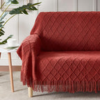 BOURINA Burgundy Throw Blanket 50 x90 Inches Throw Textured Solid Soft Sofa - Image 5