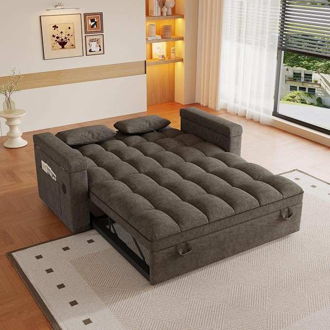 3 in 1 Convertible Sleeper Sofa, 65in Sleeper Couch - Image 5