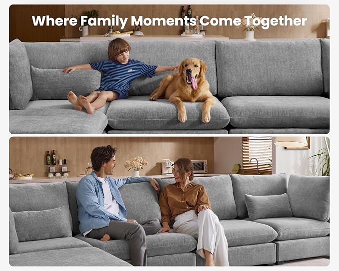 77" Oversized Chenille Couch Modular Sectional Sofa, Washable Cloud Couch - Image 8