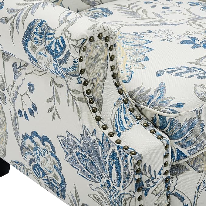 Pia Ricco Set of 2 Floral Accent Chairs, High Back Upholstered Armchairs - Image 5