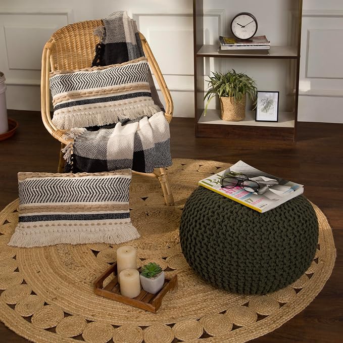 REDEARTH Round Hand Knitted Pouf - Image 9