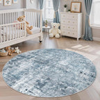 Soalmost Abstract 5x5 Round Rug 5ft Circle Living Room Rugs, Low Pile Stain - Image 2