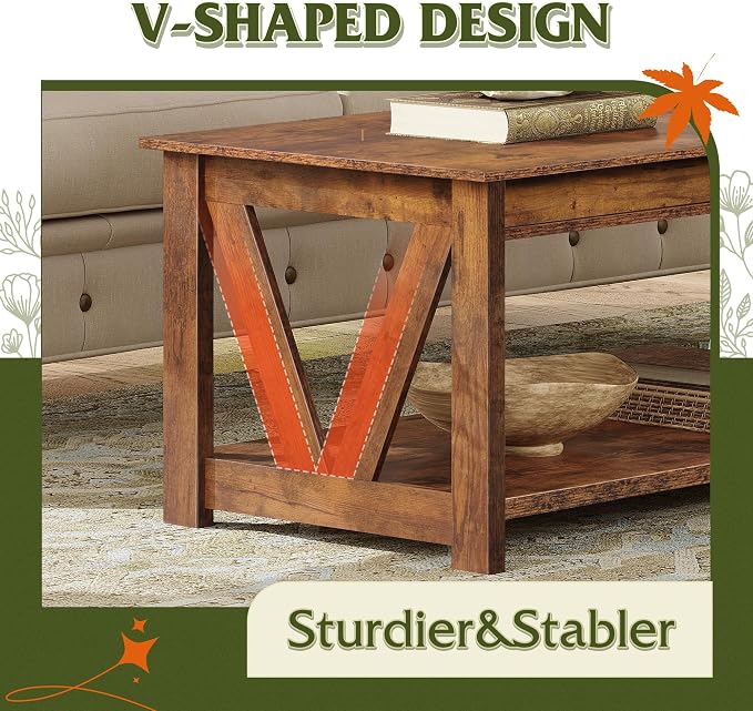 WLIVE Coffee Table, Wood Center Table - Image 6