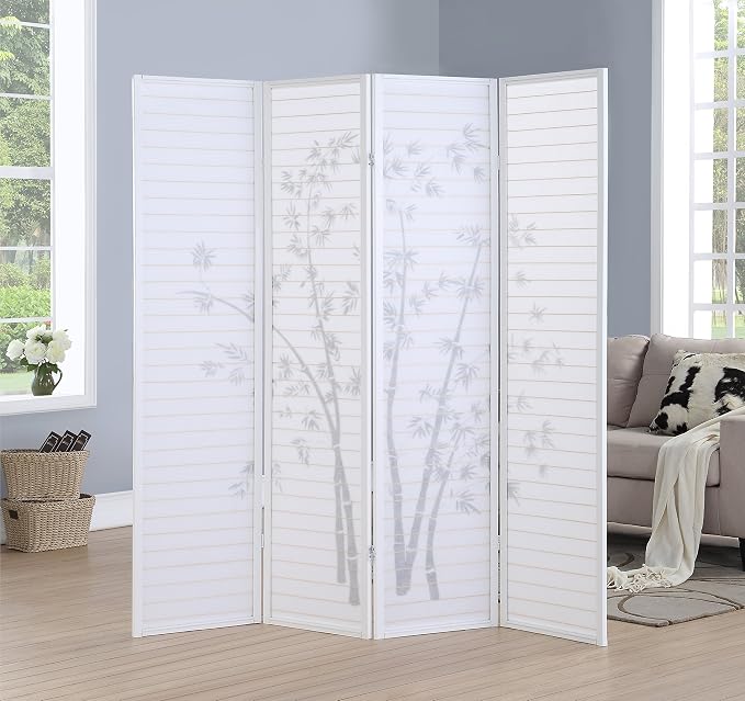 Roundhill Bamboo Print 4-Panel Framed Room Screen/Divider - Image 2