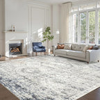 Soalmost 10x14 Area Rugs for Living Room Washable Rug Non-Slip Blue/Ivory | - Image 2