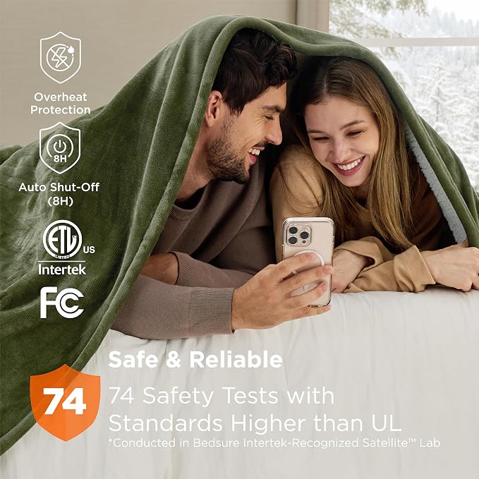 Bedsure Heated Blanket Queen Size, Dual Control Electric Blanket, 6 Heat/6 - Image 7