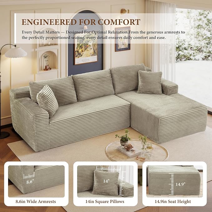 96" Sectional Couches for Living Room Cloud Couch Sofa - Image 6