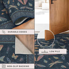 Dark Blue Vintage Hallway Runner Rug 3x12, Washable Non Slip Kitchen Carpet - Image 4