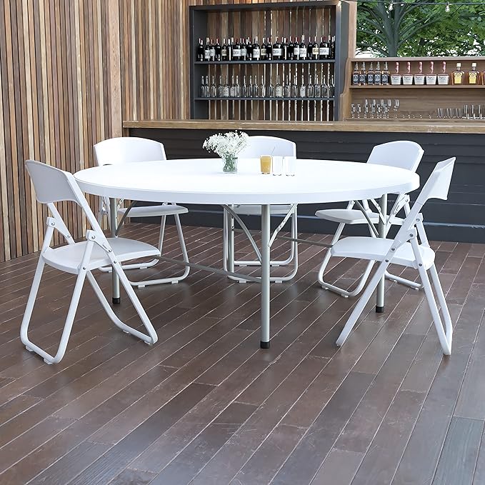 Flash Furniture Stonewall 6' Round Plastic Folding Event Table - Image 2