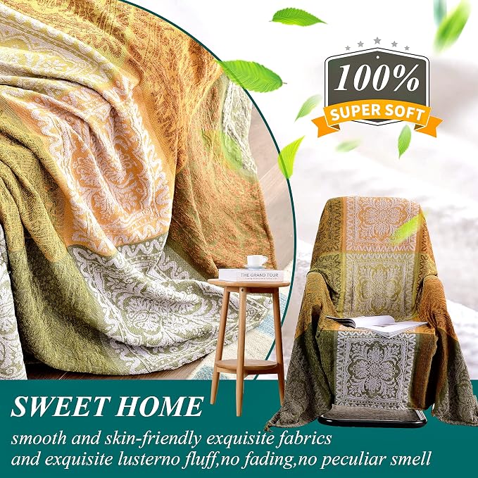 Boho Throw Blanket, Bohemian Tassels Throw Blankets - Image 4