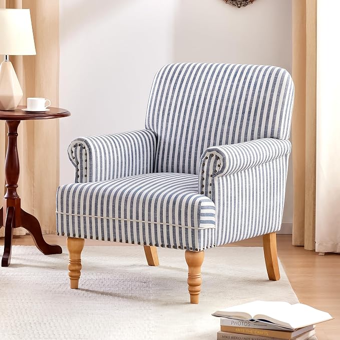 HUIMO Linen Fabric Accent Chair, Mid-Century Modern Armchair - Image 6