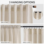 Cream Beige Curtains 90 Inches Long - Image 2