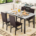 Hooseng Dining Table Set for 4, Faux Marble Small Kitchen Table Chairs Set of 4 - Image 2