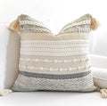 Gray Boho Throw Pillow Cover 22x22, Square Woven Textured Pillowcase, Modern by BlissBlush