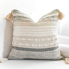 Gray Boho Throw Pillow Cover 18x18 Grey Decorative Accent Pillow by BlissBlush