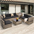 KROFEM 8-Piece Patio Furniture Set, Outdoor Wicker Rattan Sectional by KROFEM