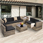 KROFEM 8-Piece Patio Furniture Set, Outdoor Wicker Rattan Sectional by KROFEM