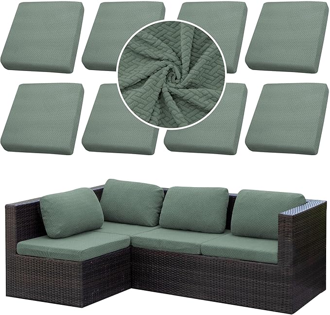 8PCS Patio Cushion Covers.Patio Furniture Couch SeatSlipcovers | Washable by SUKAIKEQA