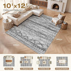 cotiled Boho 10x12 Area Rug for Living Room: Large Moroccan Washable Rug | - Image 8
