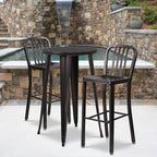 Flash Furniture Gael Commercial Grade 2 Pack 30" High Black-Antique Gold Metal - Image 2