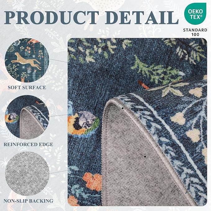 DUKINO 2.6x8 Rug for Hallway, Washable Kitchen Runner Rug Non Slip, Stain - Image 4