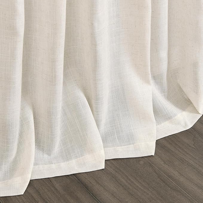 Modern Linen Curtains for Living Room 80 Inches Long Light Filtering Semi Sheer - Image 8