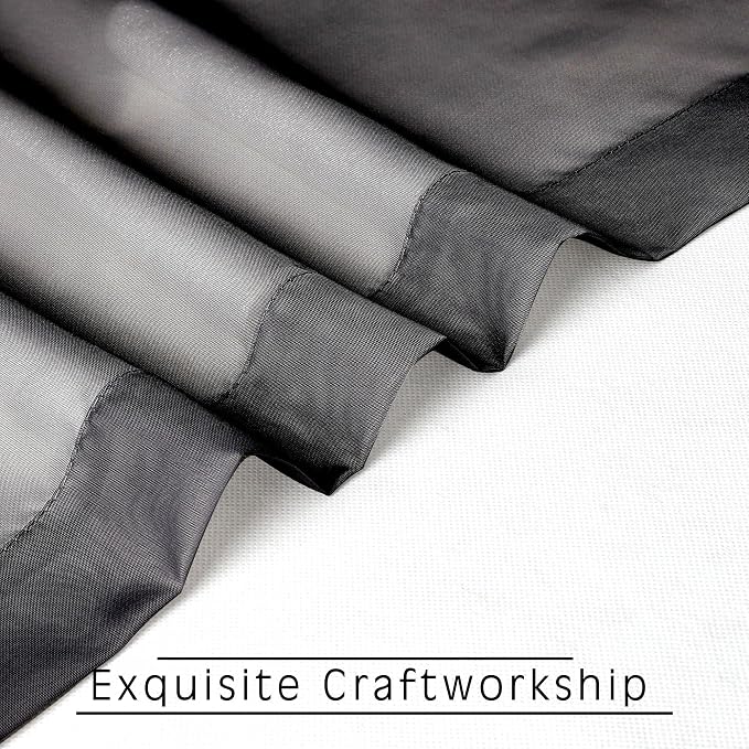 Short Black Sheer Curtains 36 Inches 2 Panels Set - Image 3