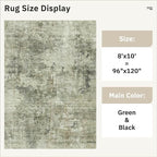 Soalmost Abstract Rug 8x10 Large Living Room Area Rugs Washable Green Black | - Image 5