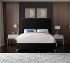 Meridian Furniture Cruz Collection Modern | Contemporary Velvet Upholstered Bed - Image 9