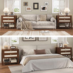 Xixini Nightstand Set of 2, Rattan Boho Bedside Table - Image 3