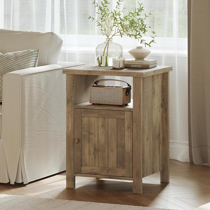 ChooChoo Farmhouse Nightstands Set of 2, Rustic Vintage End Side Table - Image 3