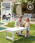 SERWALL 3 Pieces HDPE Outdoor Sofa Bistro Set - Image 7