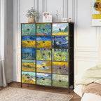EXOTICA Large Chest of Drawers 15 Drawer Dresser Van Gogh Tall Fabric Dresser by EXOTICA