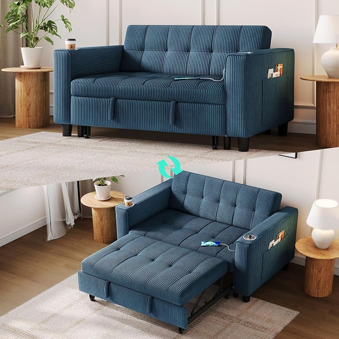 LINSY Sleeper Sofa Bed, Small 3 in 1 Convertible Loveseat Sleeper Couch by Linsy