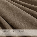 Light Brown 100% Blackout Linen 100 Inch Bedroom Curtains 2 Panels, Latte | - Image 2