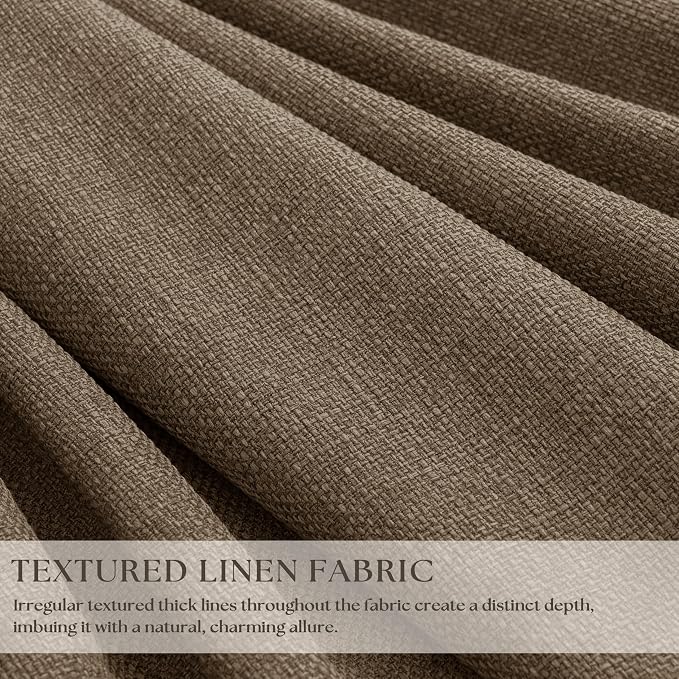 Latte 80 Inch Pinch Pleated Linen Blackout Curtains - Image 3