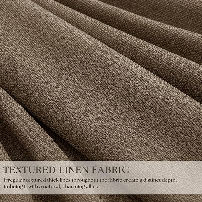 Latte 96 Inch Pinch Pleated Blackout Linen Curtains - Image 3