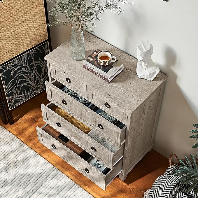 Joaxswe Farmhouse 5 Drawer Dresser - Image 4